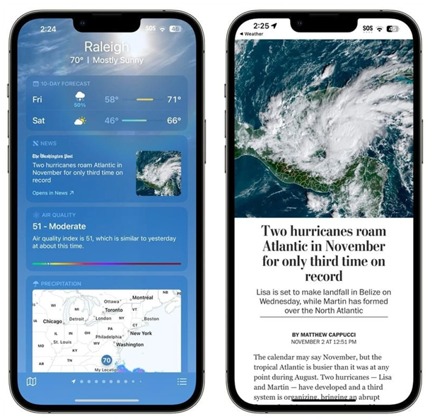 新兴苹果14维修分享iPhone 14手机如何看天气时顺带看新闻 