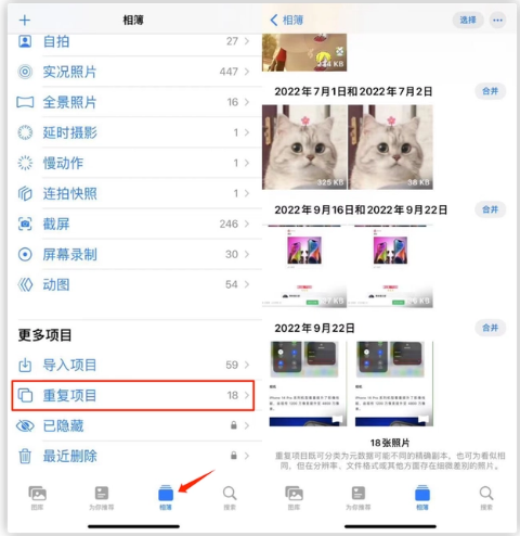 新兴苹果手机维修分享iOS 16 中相册重复项目功能使用方法 