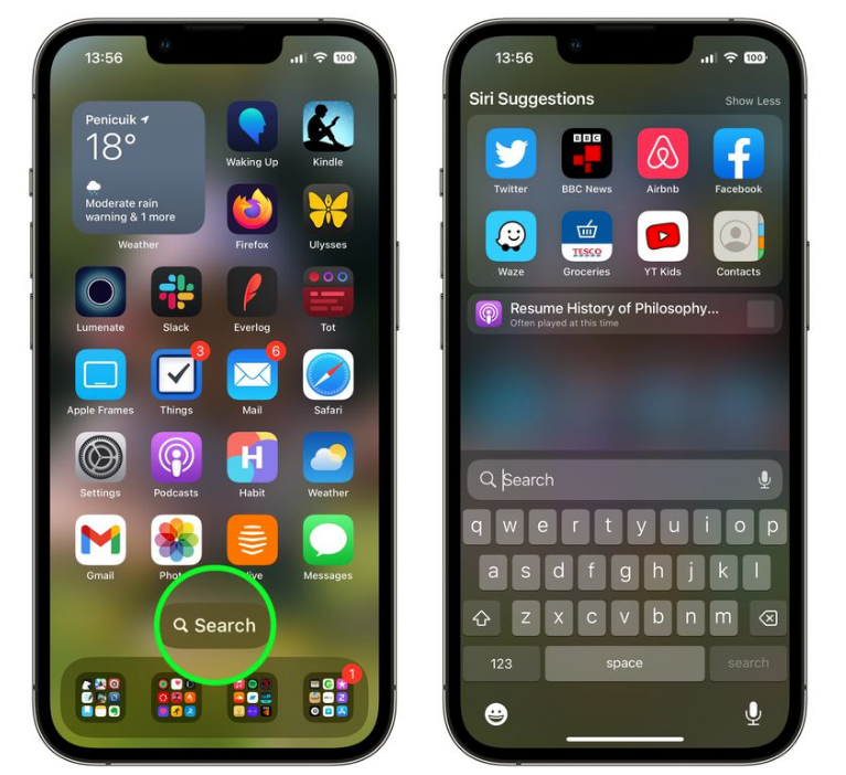 新兴苹果手机维修分享升级到 iOS 16 后，如何删除主屏幕上的搜索按钮 